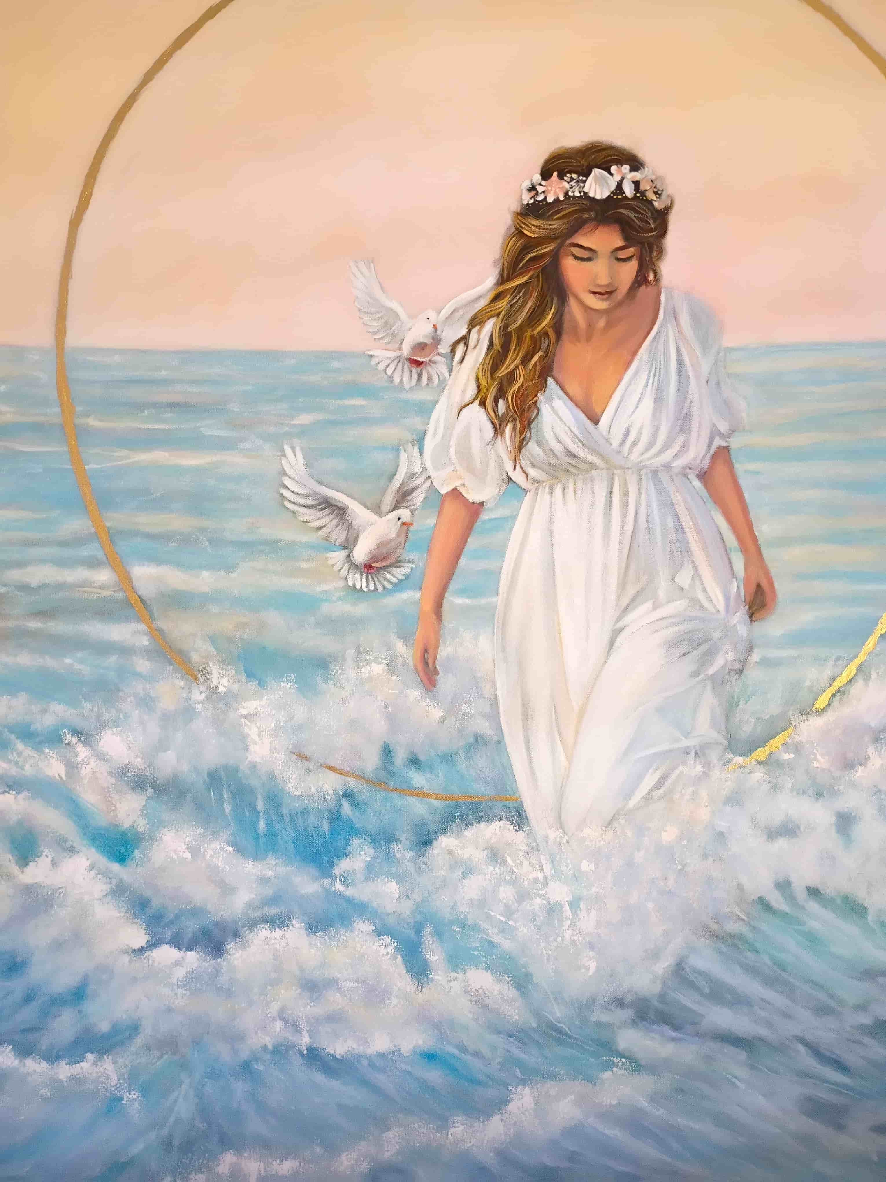 "Aphrodite, Born from the Waves" , Oil on Canvas 36" x 48"