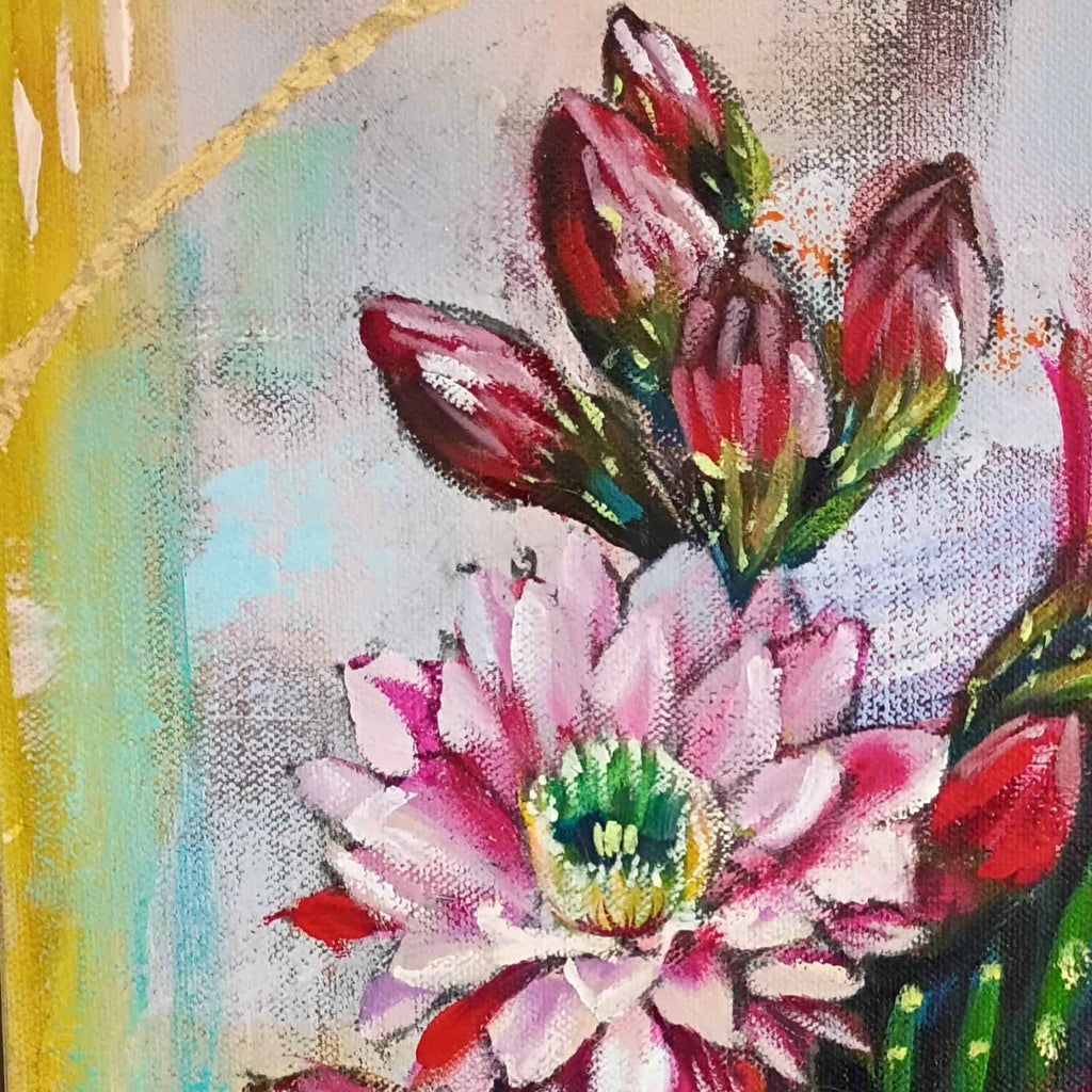 Artistic depiction of flowers with a textured background